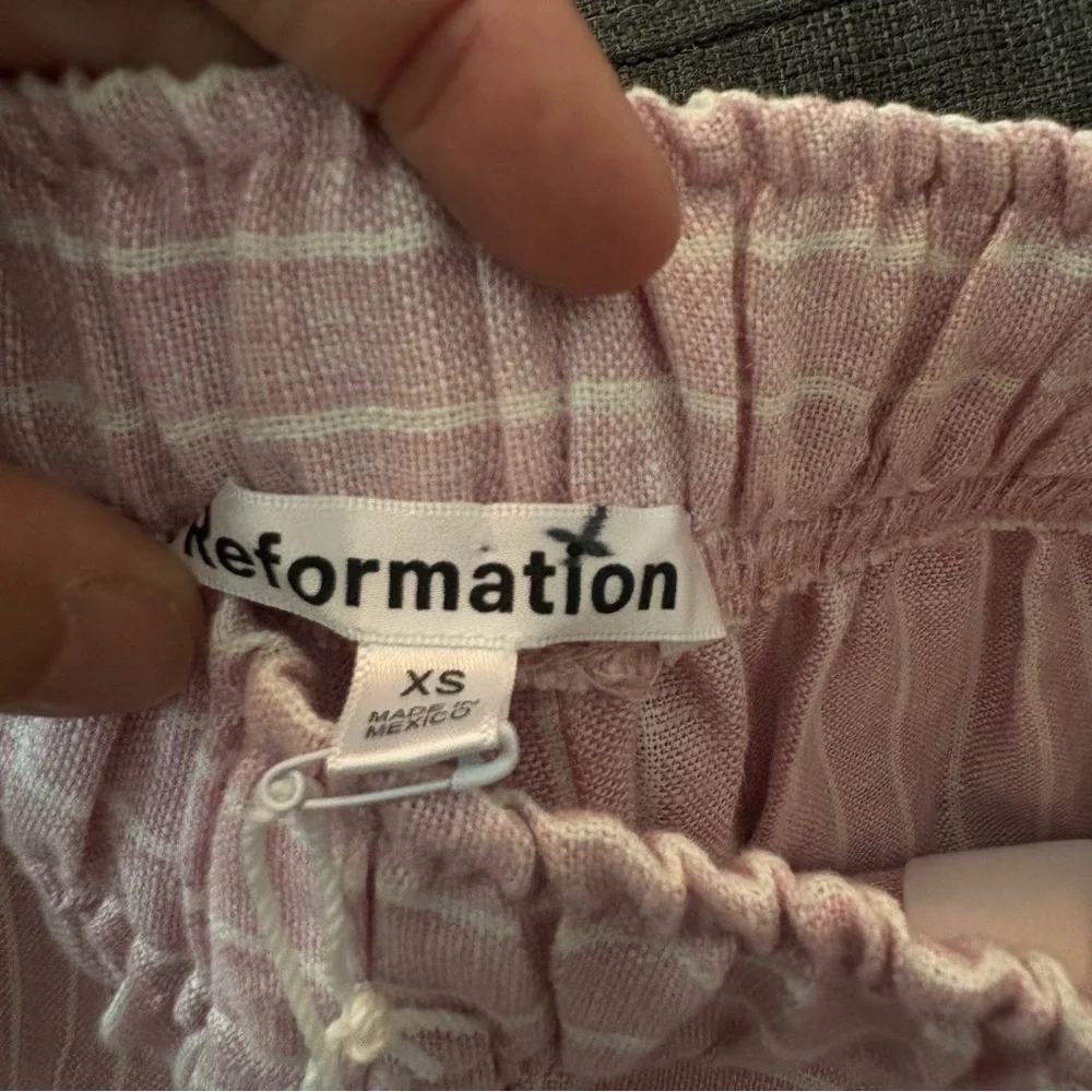 NWT Reformation Billy Linen Short Pink Baby Girl Striped Size XS - Picture 11 of 15
